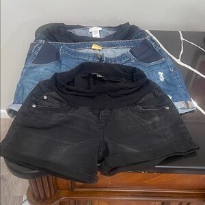 Motherhood Maternity Black and Blue Jean Shorts